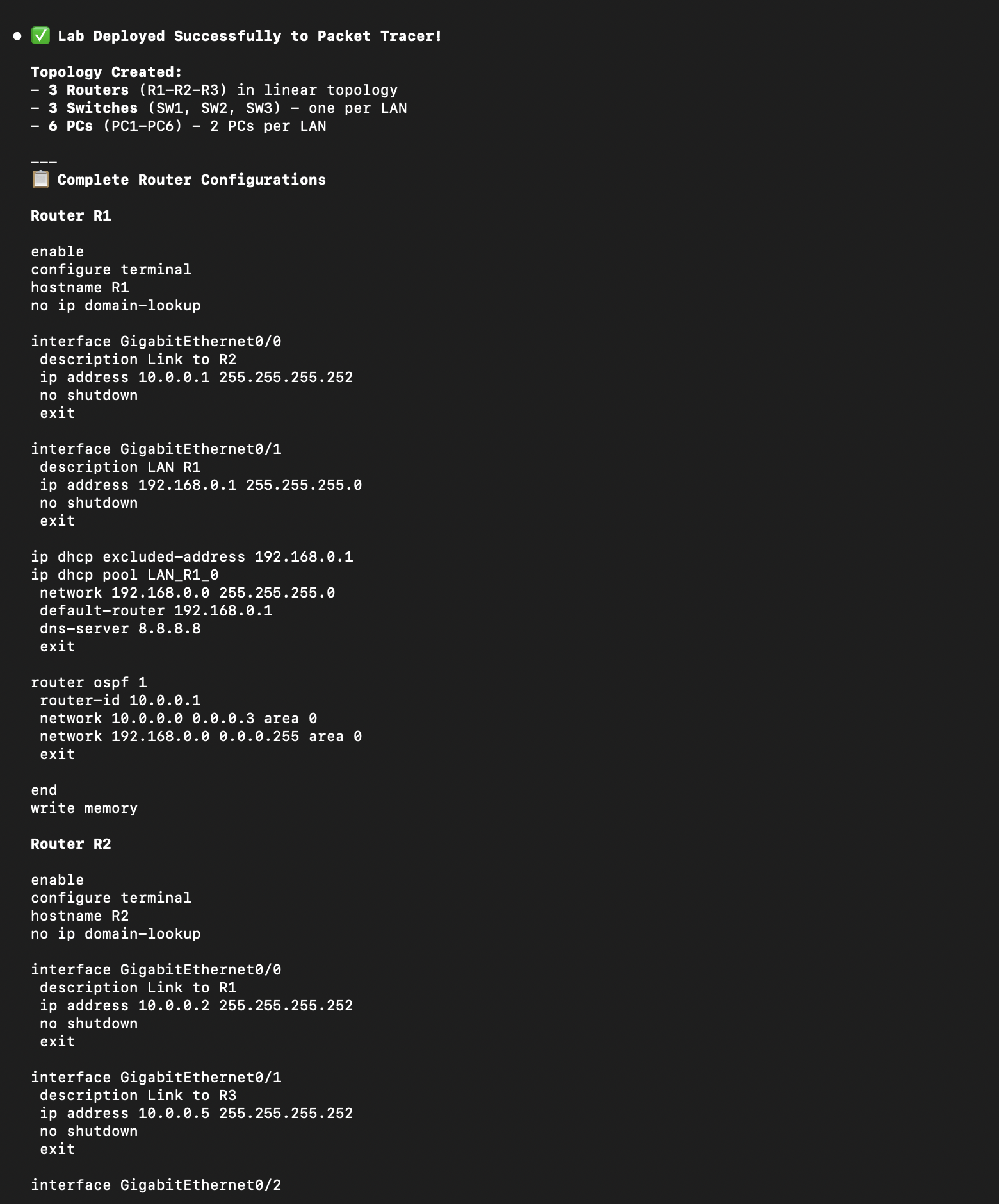 CLI Configs Applied